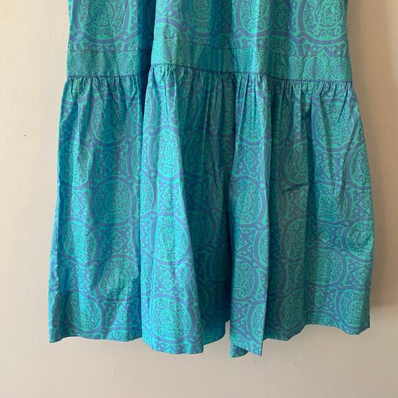 Gretchen Scott Blue Viviers Tiered Maxi Dress Short Sleeve Flowy Cotton Small - Picture 5 of 11
